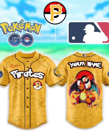 Custom Pokémon Go Pirates Baseball Jersey With Charizard Design – Personalize Your Name!