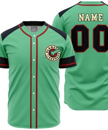 Custom Green Baseball Jersey – Futuristic Planet Design, Personalized Name & Number