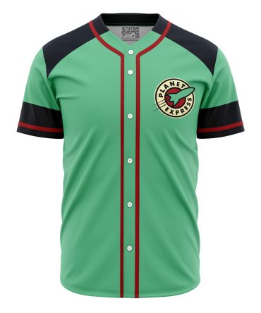 Trendsetting Green Baseball Jersey – Futuristic Planet Express Design, Unisex Sizes