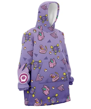 Poison Type Pattern Pokemon Hooded Blanket Hoodie