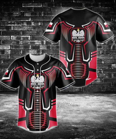 Exclusive Polish Eagle Baseball Jersey – Bold Black & Red Design – Stand Out In Style!