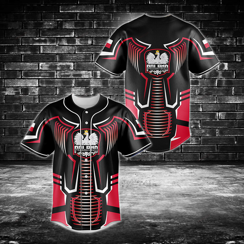 Exclusive Polish Eagle Baseball Jersey – Bold Black & Red Design – Stand Out In Style!