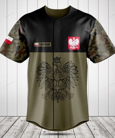 Custom Polish Eagle Camo Baseball Jersey - Personalize With Your Name, Perfect Gift For Poland Fans