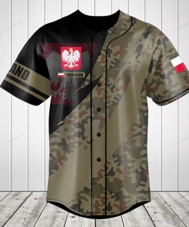 Customizable Polish Eagle Camo Baseball Jersey - Unique Design, Perfect Gift!