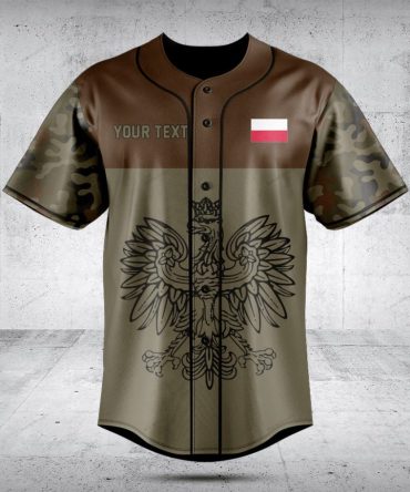 Custom Polish Eagle Camouflage Baseball Jersey - Personalize Your Style Now!
