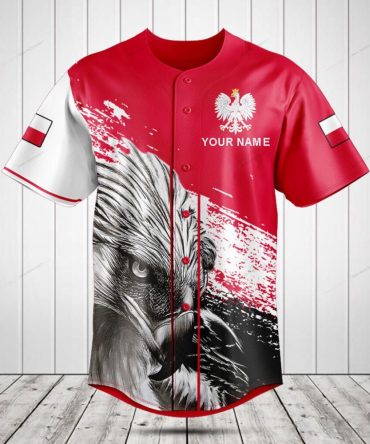 Custom Polish Eagle Baseball Jersey - Personalized Red & White Sports Shirt