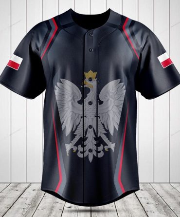 Polish Eagle Baseball Jersey - Stylish Black & Red Design - Premium Quality, Perfect For Fans!