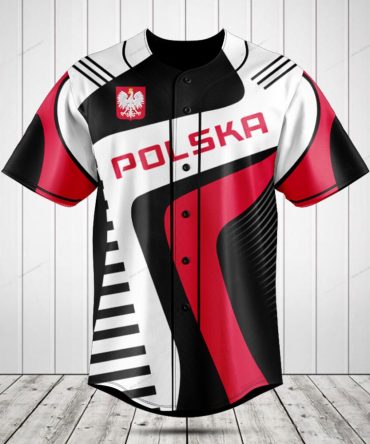 Polska Baseball Jersey – Stylish Red & Black Polish Eagle Design For Fans