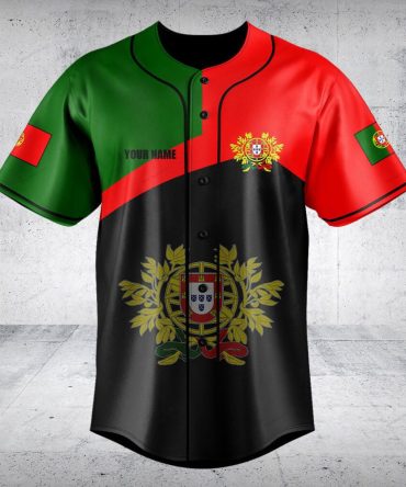 Customizable Portugal Flag Baseball Jersey - Personalized Sports Apparel Gift