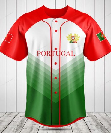 Portugal Baseball Jersey – Stylish Red & Green Fan Apparel For Team Spirit