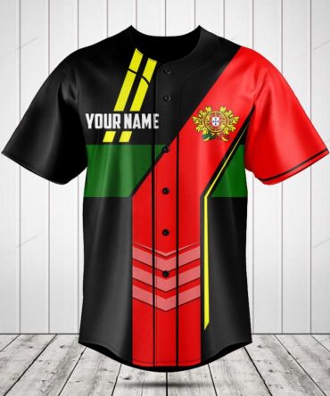 Customizable Portugal Flag Baseball Jersey - Personalized Sportswear Gift
