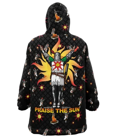 Praise The Sun Pattern Dark Souls Hooded Blanket Hoodie