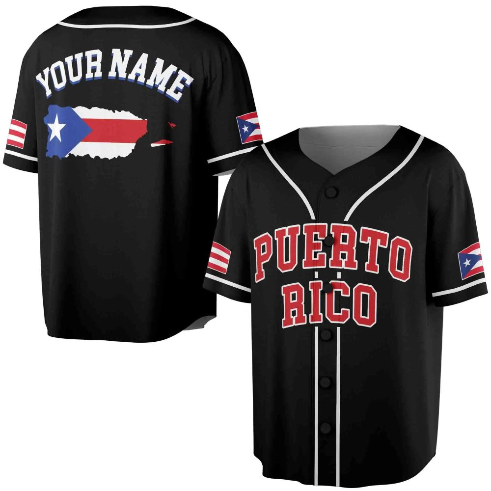 Custom Puerto Rico Baseball Jersey - Personalized Name & Flag Design