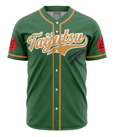 Stylish Green Taijutsu Baseball Jersey - Anime-Inspired Design For Fans