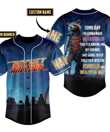 Custom Rocket Raccoon Jersey - Personalized Name & Number - Unique Galaxy Design