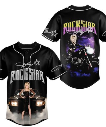 Rockstar Graphic Baseball Jersey - Bold Black Design With Iconic Imagery