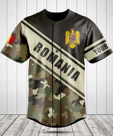 Custom Romania Camouflage Baseball Jersey - Personalized Sportswear Gift