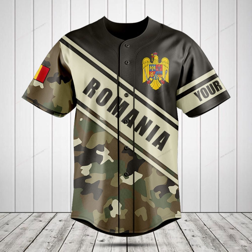 Custom Romania Camouflage Baseball Jersey - Personalized Sportswear Gift