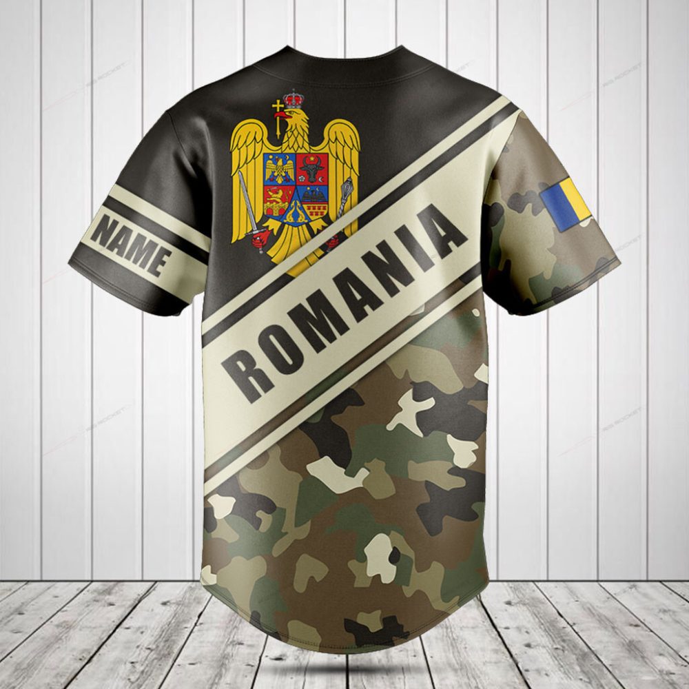 Custom Romania Camouflage Baseball Jersey - Personalized Sportswear Gift - Image 2