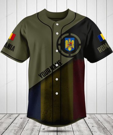 Custom Romanian Flag Baseball Jersey – Personalized Name & Crest Design