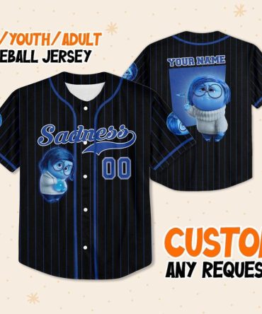 Customizable Sadness Baseball Jersey For Kids/Youth/Adults – Personalized Name & Number
