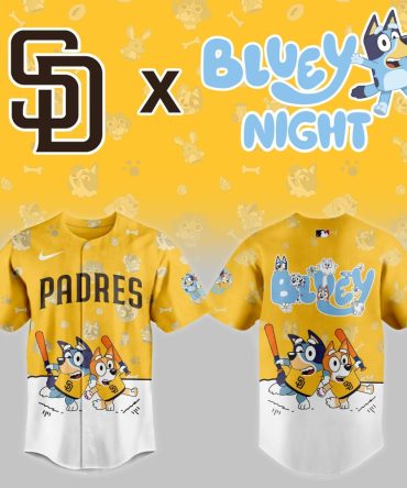 Limited Edition Padres X Bluey Night Baseball Jersey – Fun, Sporty & Stylish!