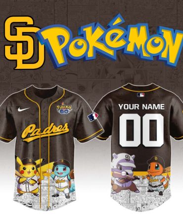 Custom San Diego Padres Pokémon Jersey – Personalized Baseball Shirt With Pikachu & Friends
