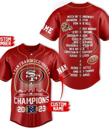 Custom 49Ers 2023 Nfc Champions Jersey - Personalize With Name & Number