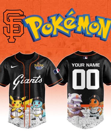 Custom Pokémon Giants Jersey - Pikachu, Charmander & Squirtle Design - Personalize Your Name & Number