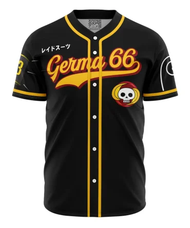 Anime-Inspired Germa 66 Baseball Jersey – Stylish Black & Yellow Design, Perfect For Fans!