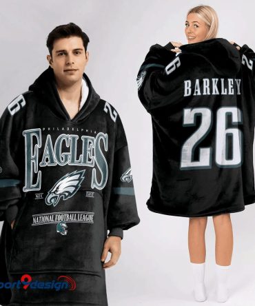 Saquon Barkley 26 Philadelphia Eagles Football Hooded Blanket Hoodie