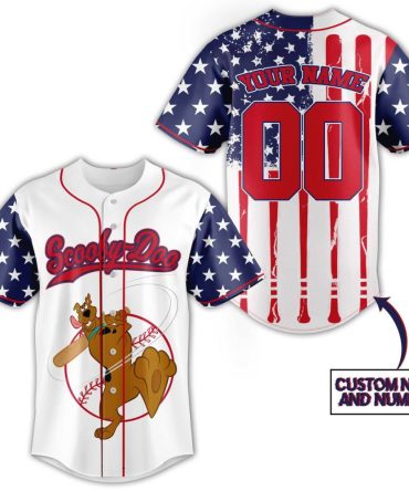 Custom Scooby-Doo Baseball Jersey - Personalized Name & Number, Patriotic Stars & Stripes Design
