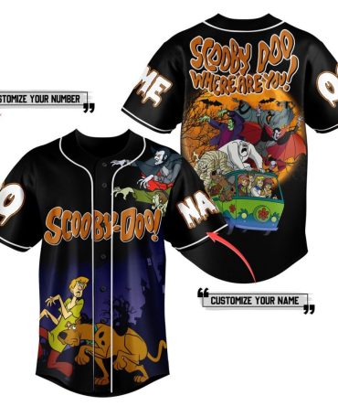Custom Scooby-Doo Baseball Jersey – Personalize Name & Number – Fun Cartoon Design!