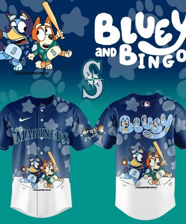 Bluey & Bingo Mariners Kids Jersey - Official Mlb Baseball Shirt - Fun & Playful Design For Young Fans!