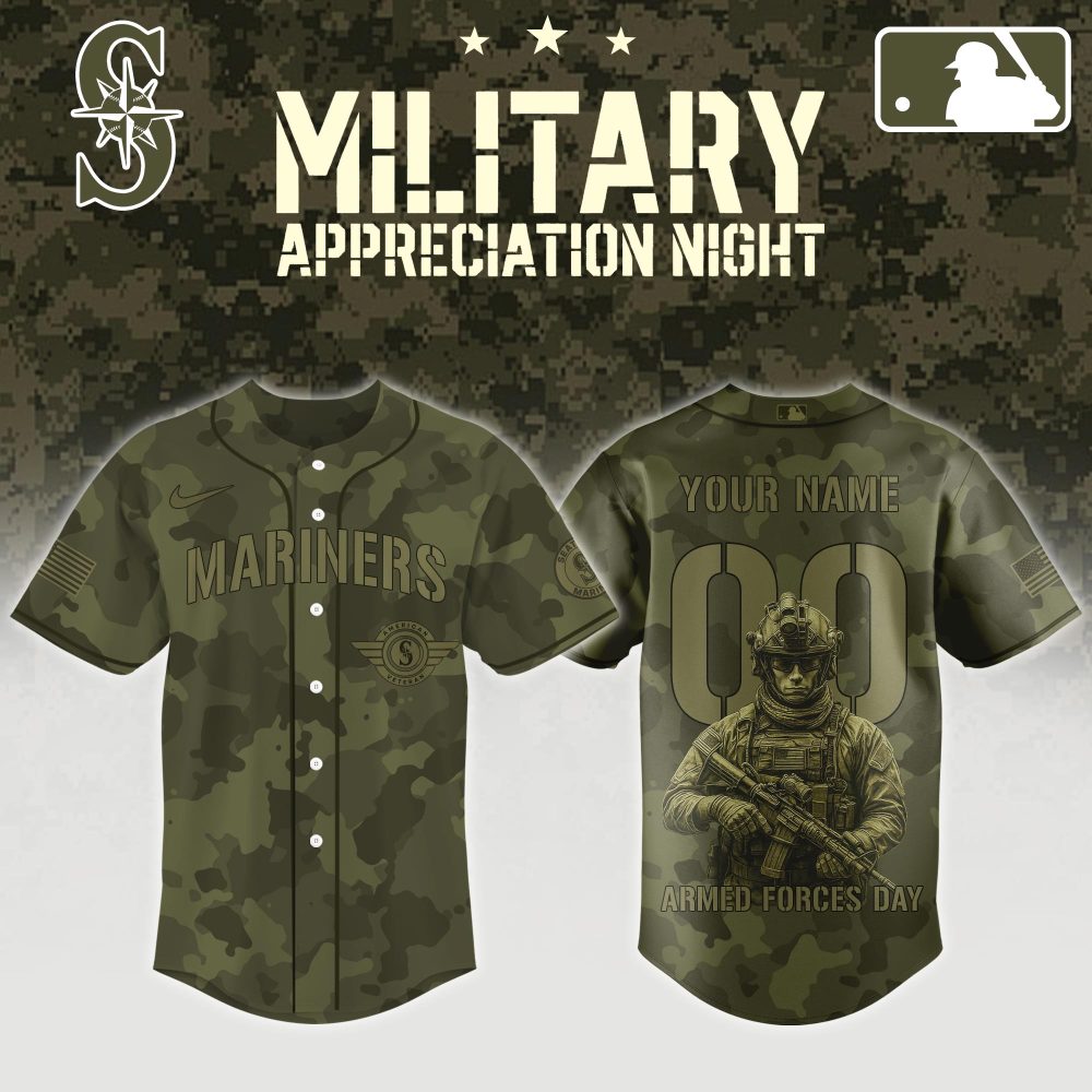 Custom Camo Mariners Jersey - Military Appreciation Night - Personalize Yours Now!