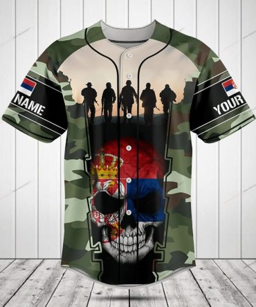 Custom Camo Military Baseball Jersey – Personalized Name & Flag Design