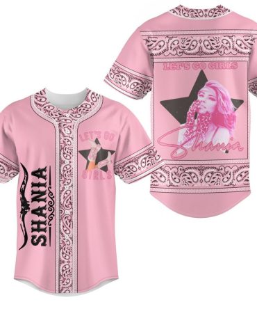Pink Shania Baseball Jersey - Let'S Go Girls Design, Stylish Bandana Details