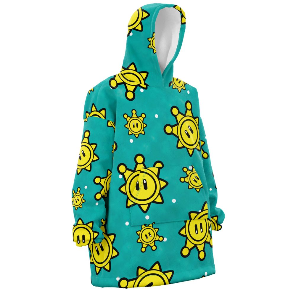 Shine Pattern Mario Bros Nintendo Hooded Blanket Hoodie - Image 3