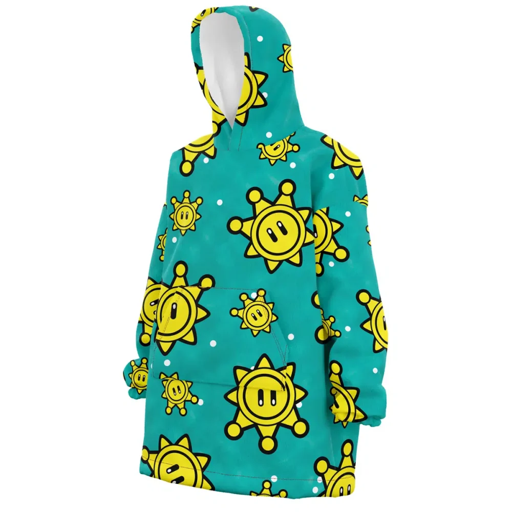 Shine Pattern Mario Bros Nintendo Hooded Blanket Hoodie