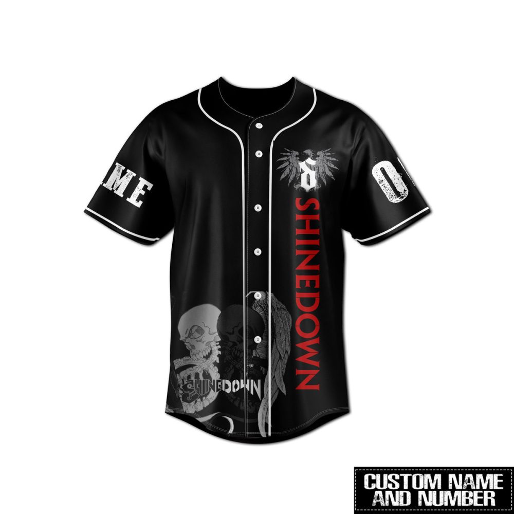 Custom Shinedown Baseball Jersey - Personalized Name & Number, Skull & Flag Design - Image 2
