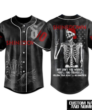 Custom Shinedown Skeleton Baseball Jersey – Rock Style, Personalized Name & Number
