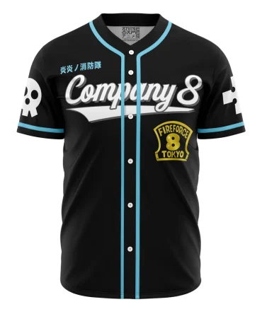 Fireforce Company 8 Tokyo Baseball Jersey - Anime-Inspired Black Shirt For Fans
