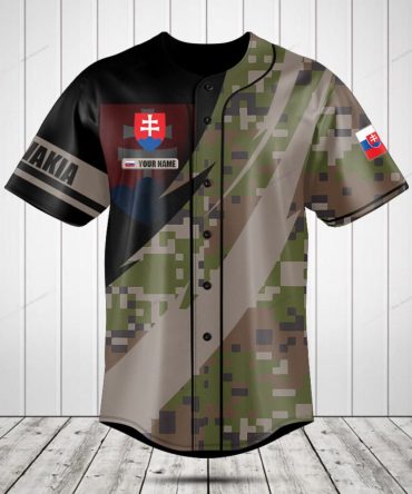 Custom Slovakia Camo Baseball Jersey - Personalized Name & Flag Design