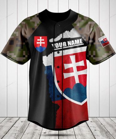 Custom Slovakia Flag Baseball Jersey – Personalized Camo Design, Unisex Sportswear
