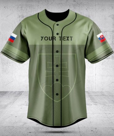 Customizable Olive Green Baseball Jersey With Flag Patches - Personalized Athletic Apparel