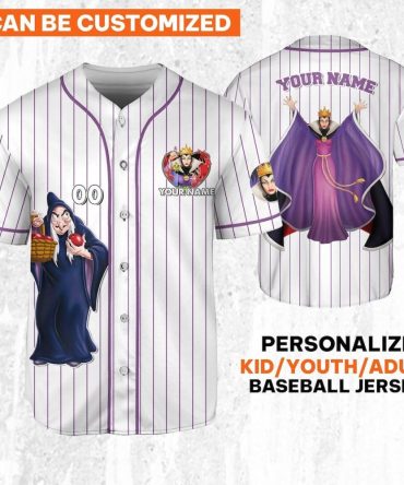 Customizable Evil Queen Baseball Jersey For Kids/Youth/Adults – Personalize Your Style!