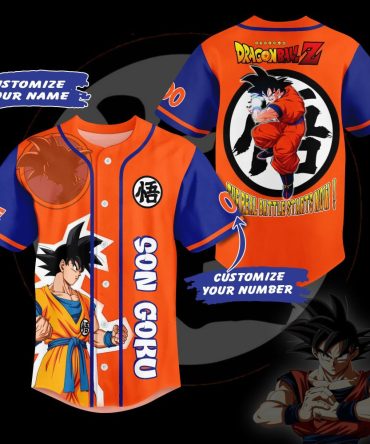 Custom Dragon Ball Z Jersey – Personalize Your Name & Number – Goku Design