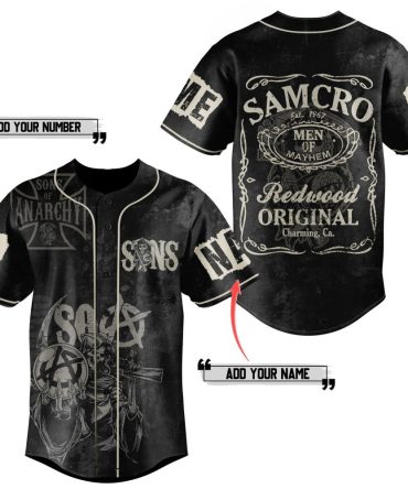 Customizable Sons Of Anarchy Baseball Jersey - Samcro Design, Add Your Name & Number