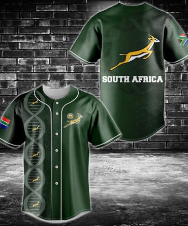 South Africa Pride Baseball Jersey - Stylish Green Sportswear With Flag & Springbok Design