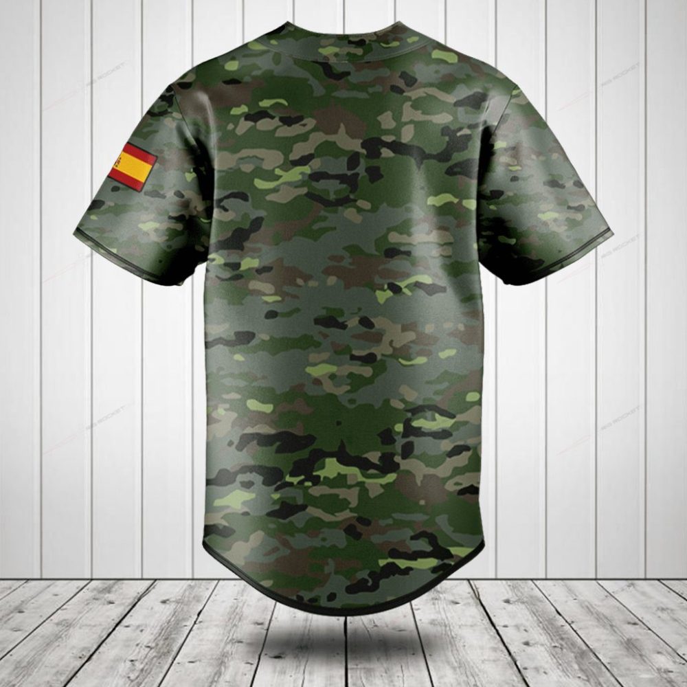 Customizable Spanish Flag Camouflage Baseball Jersey - Personalized Sportswear Gift - Image 2